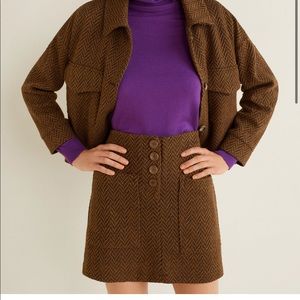 Brown herringbone skirt, size XS (fits like s/m)